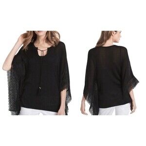White house black market women V neck pullover sweater butterfly poncho size‎ S